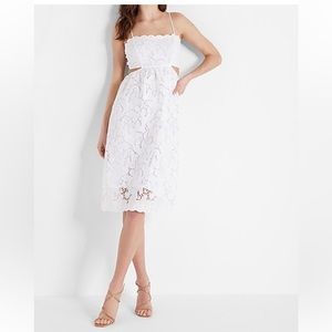 Express Lace Tie Back Side Cutout Midi Dress